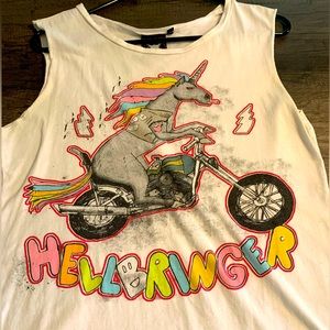 Rat Baby unicorn motorcycle muscle tank top